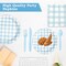 168Pcs Gingham Baby Shower Party Supplies - Plates, Cups, Cutlery, Napkins (Blue)